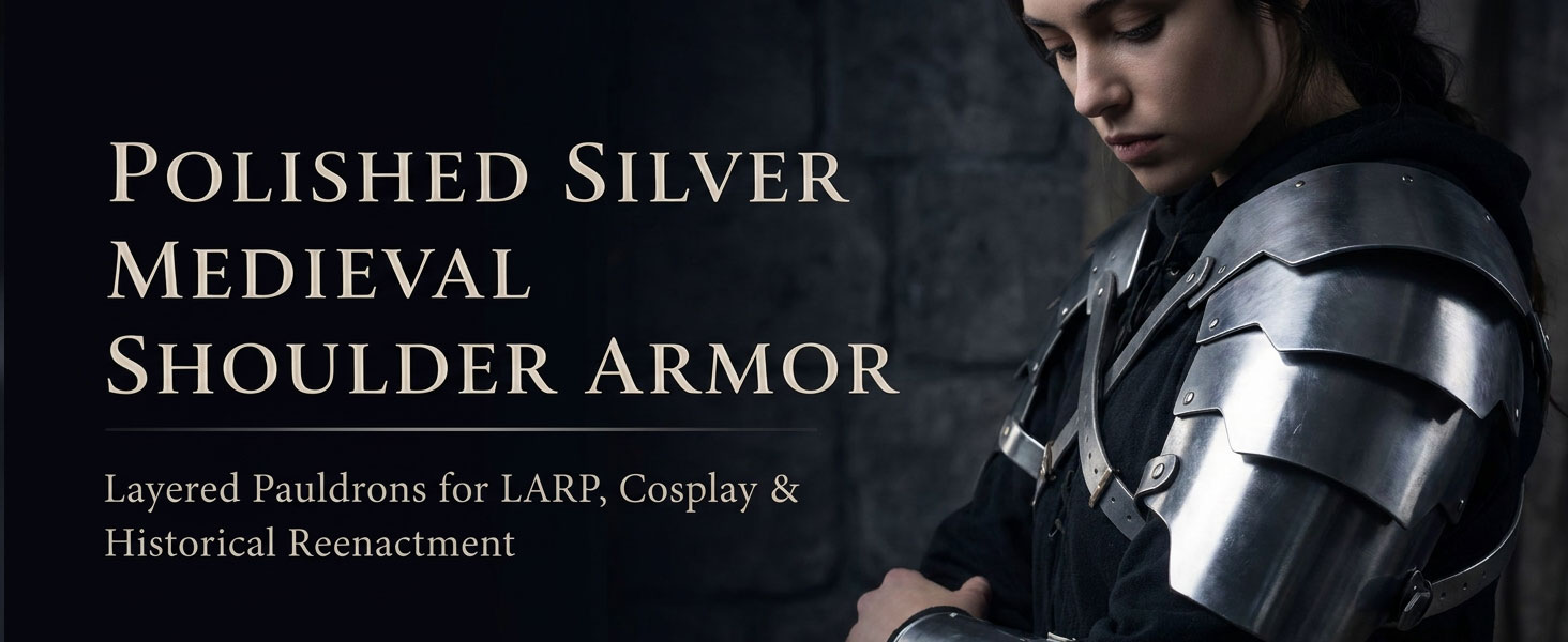 medieval steel pauldron,knight shoulder armor,metal spaulders,medieval plate shoulder guard,