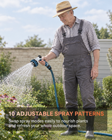 10 ADJUSTABLE SPRAY PATTERNS