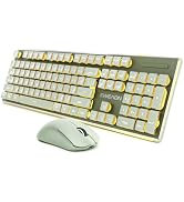 Wireless Keyboard and Mouse Combo with Warm Backlit, Rechargeable-Rose Gold | Dual Mode Bluetooth...