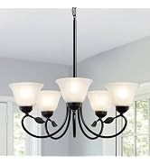 6-Light Black Chandelier, 31" Modern Dining Room Light Fixture, Industrial Chandelier for Dining ...