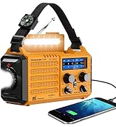 Emergency Radio Hand Crank Solar, am/fm/sw NOAA Weather Radio 12000mAh | Portable Rechargeable Ba...