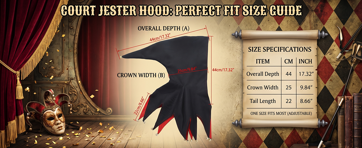 Jester Hooded Collar Cape with Bells