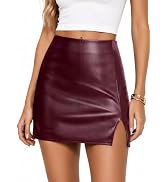 Avanova Women Side Slit Faux Leather Mini Skirts High Waist Skirt | High Waisted Silhouette, Slee...