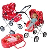 4-in-1 Baby Doll Stroller Set with Butterfly Design – Includes Toy Stroller, Crib, Bouncer & High...