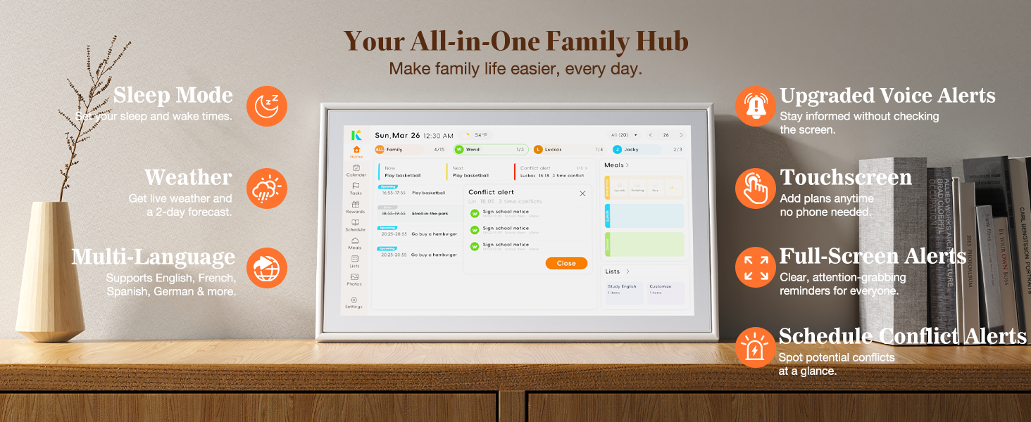 wall calendar family sky light touch digital calendar picture frames chore electric cozyl smart