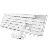 Wireless Keyboard and Mouse Combo with White Backlit, Rechargeable-Pink | Dual Mode Bluetooth & 2...