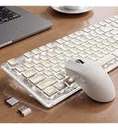 Wireless Keyboard and Mouse Combo, White Backlit, Rechargeable - Pink | Light-Up Letters, Full Si...