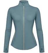 UOUA Women Workout Jacket Golden Full Zip Up Athletic Yoga Tops | Buttery Soft Stretch Fabric, Fl...