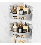 LEVERLOC Shower Caddy Suction Cup, Shower Organizer Removable Bathroom Shelf, Storage for Inside ...