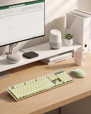 Wired Keyboard with White Backlight Pudding Keycaps, Pink-Black Ombré | Quiet Full Size Computer ...