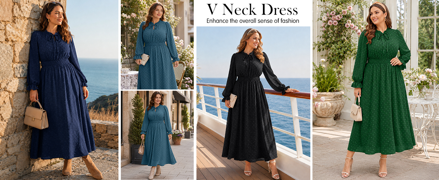 plus size v neck dress