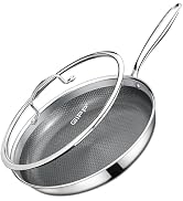 Tri-Ply Stainless Steel Frying Pan, 10 inch Hybrid Frying Pans Nonstick Skillets, Dishwasher...