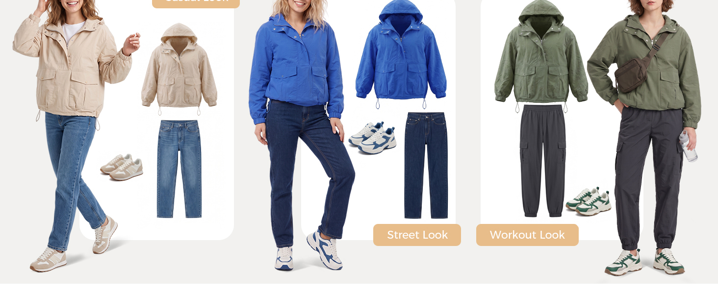Close view of casual jacket outfits and walking style.