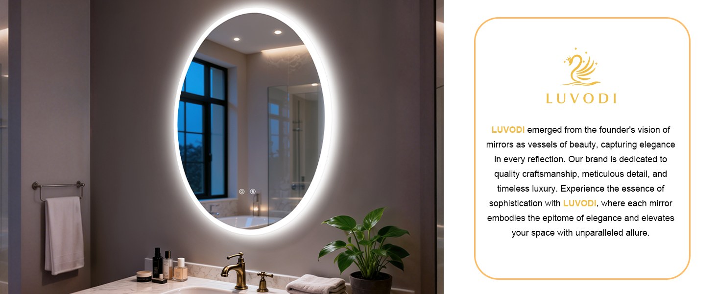 Large oval mirror for bathroom wall