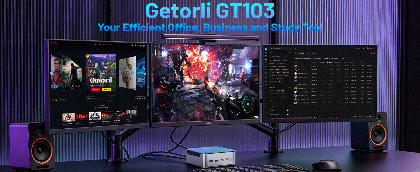 Getorli Mini PC AMD Ryzen 7 6800H CPU Radeon 680M 32GB LPDDR5 RAM 1TB SSD HDMI WiFi 6 Bluetooth 5.3