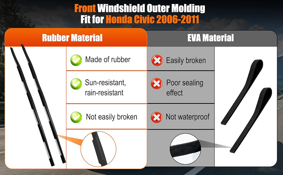 Front Windshield Outer Molding Fit for Honda Civic 2006-2011