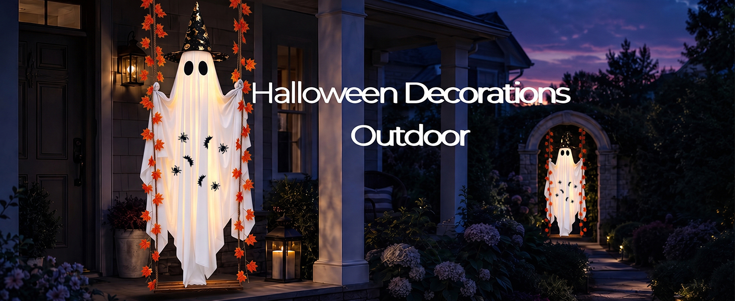 Halloween Decorations Outdoor, 5.4FT Large Hanging Swing Ghost