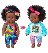 iBayda 12 inch Black Baby Doll with Small Rabbit Toy Accessories- African American Baby Dolls in ...