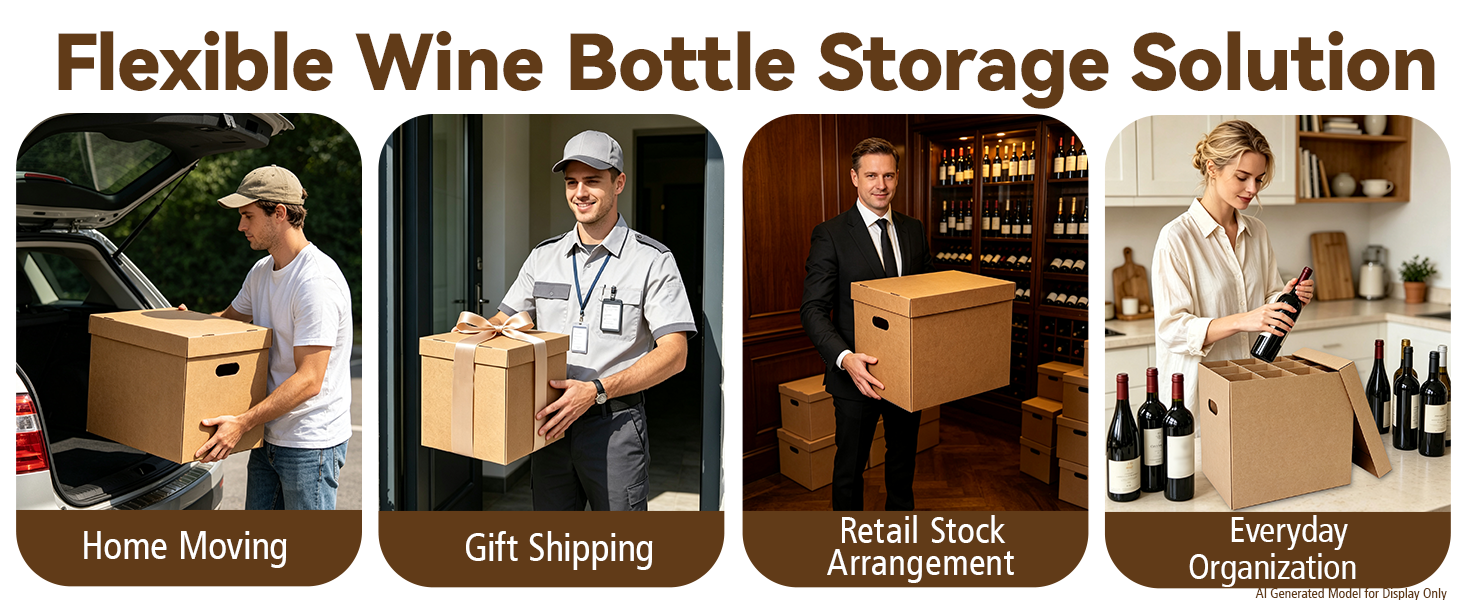bottle wine moving box with dividers