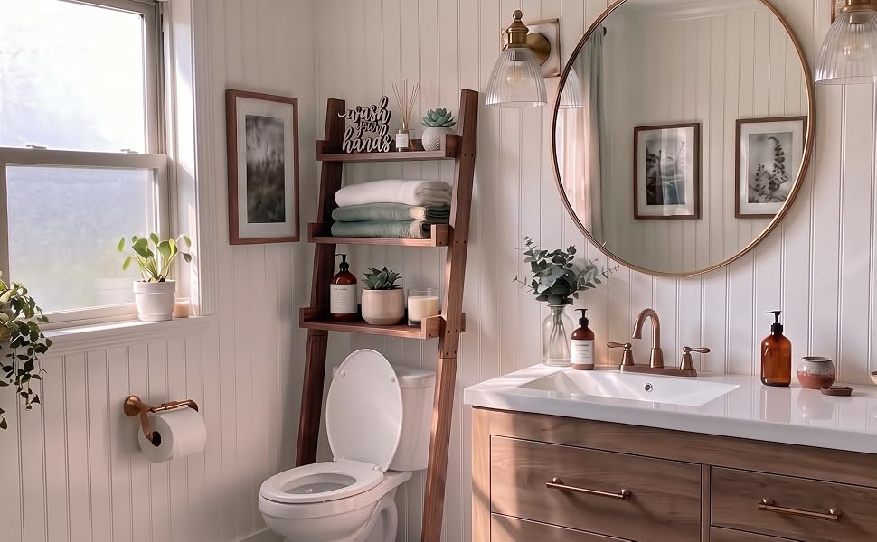 Over-the-Toilet Ladder Shelf