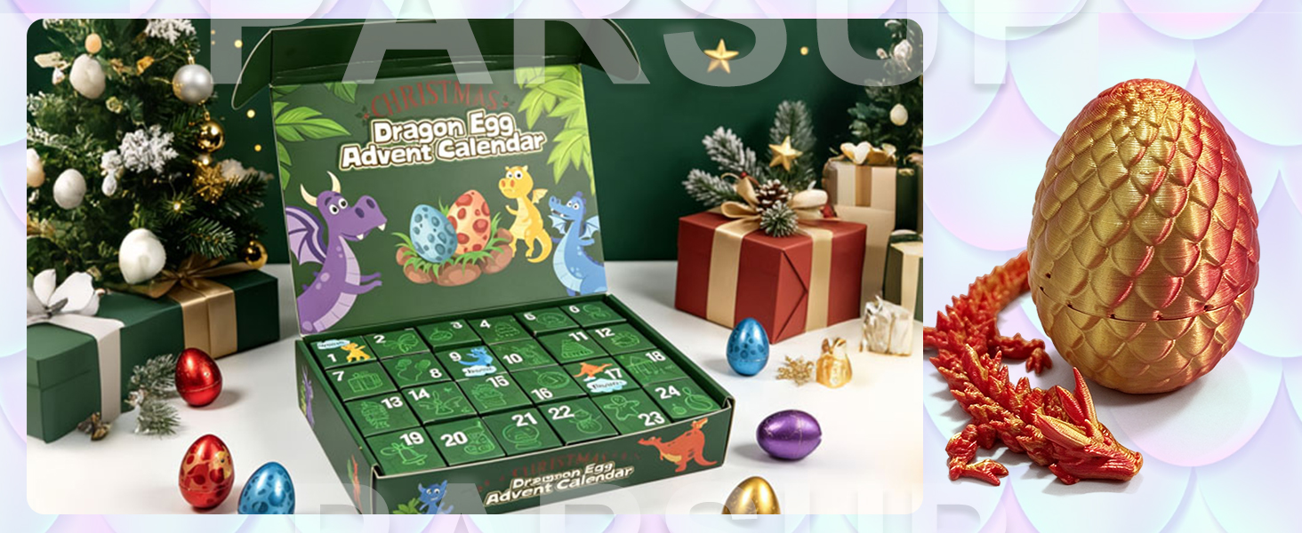 Advent Calendar, 24PCS 3D Printed Dragon Eggs with Dragon Inside