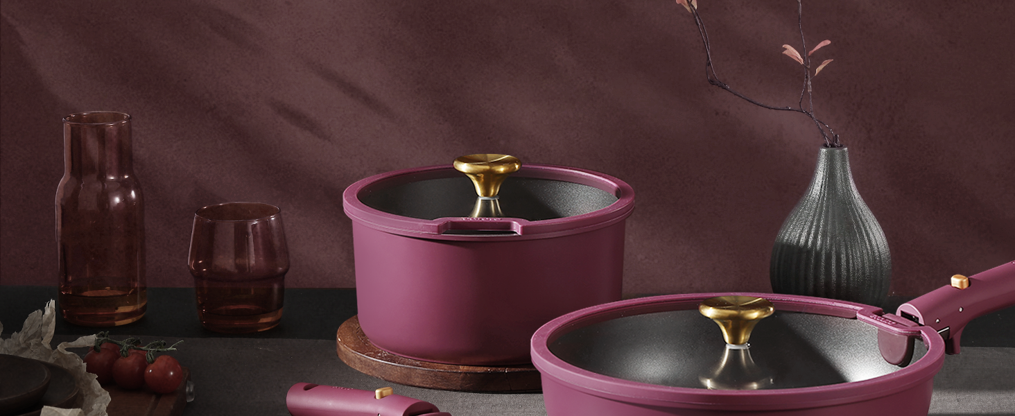 non stick pots and pan set with detachable handle