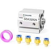 TAILONZ PNEUMATIC 25mm Bore 50mm Stroke Air Cylinder Double Action with Y Connector and 2Pcs 6mm ...