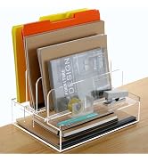 DINGHUO Acrylic 5 Compartments Remote Control Holder, Multi-functional Bedside Couch Living Home ...