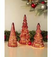 Glasseam Green Glass Christmas Tree, 3Pcs Mercury Christmas Decorations Set | Mercury Tabletop Xm...