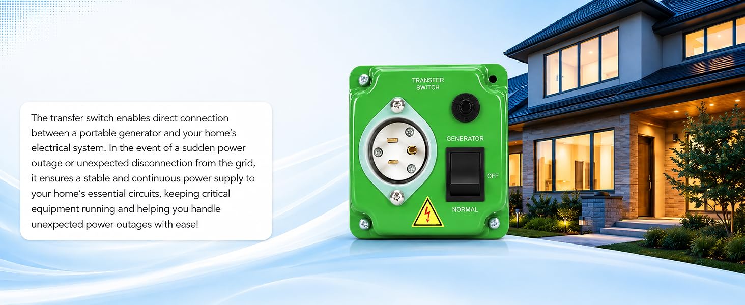 20 Amp 120V Manual Generator Transfer Switch