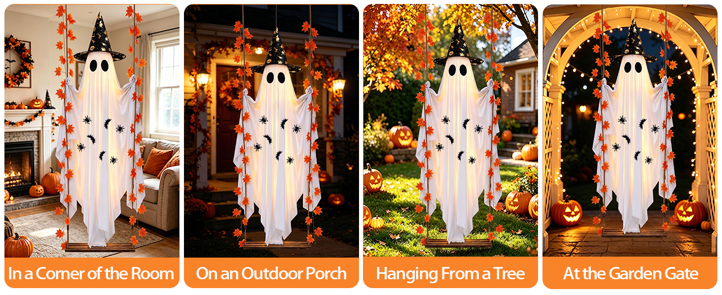 Halloween Decorations Outdoor, 5.4FT Large Hanging Swing