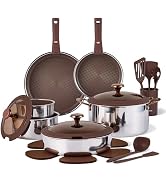 CAROTE Pots and Pans Set, Stainless Steel Cookware Set Detachable Handle, 15pcs Induction Kitchen...