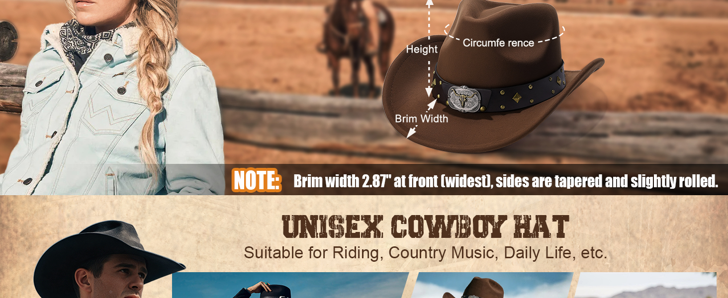 BELTROAD Cowboy Hat for Men Women, Western Cowboy Hats with Hat Box & Western Bracelets,