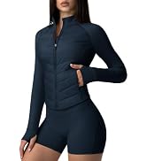 AVGO Women Running Jackets Slim Fit Hybrid Insulated Jacket With Thumbholes | Lightly Padded,Scul...