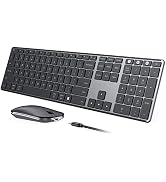 seenda COE401 Bluetooth Keyboard and Mouse Combo, 3-Device, White Rose Gold | Rechargeable slim c...