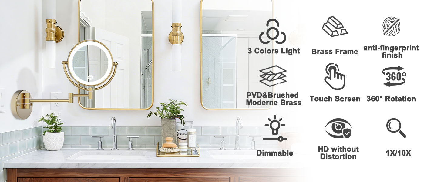 bathroom makeup mirror with lights and magnification