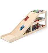 4 Pack Monster Truck Display Shelf, Wooden Wall Mount Toy Car Storage Rack | Holds Up to 20 Truck...