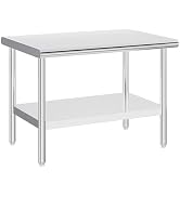 Jocisland 96 x 24 Inch Stainless Steel Work Table with Overshelves | Food-Grade Stainless Steel, ...