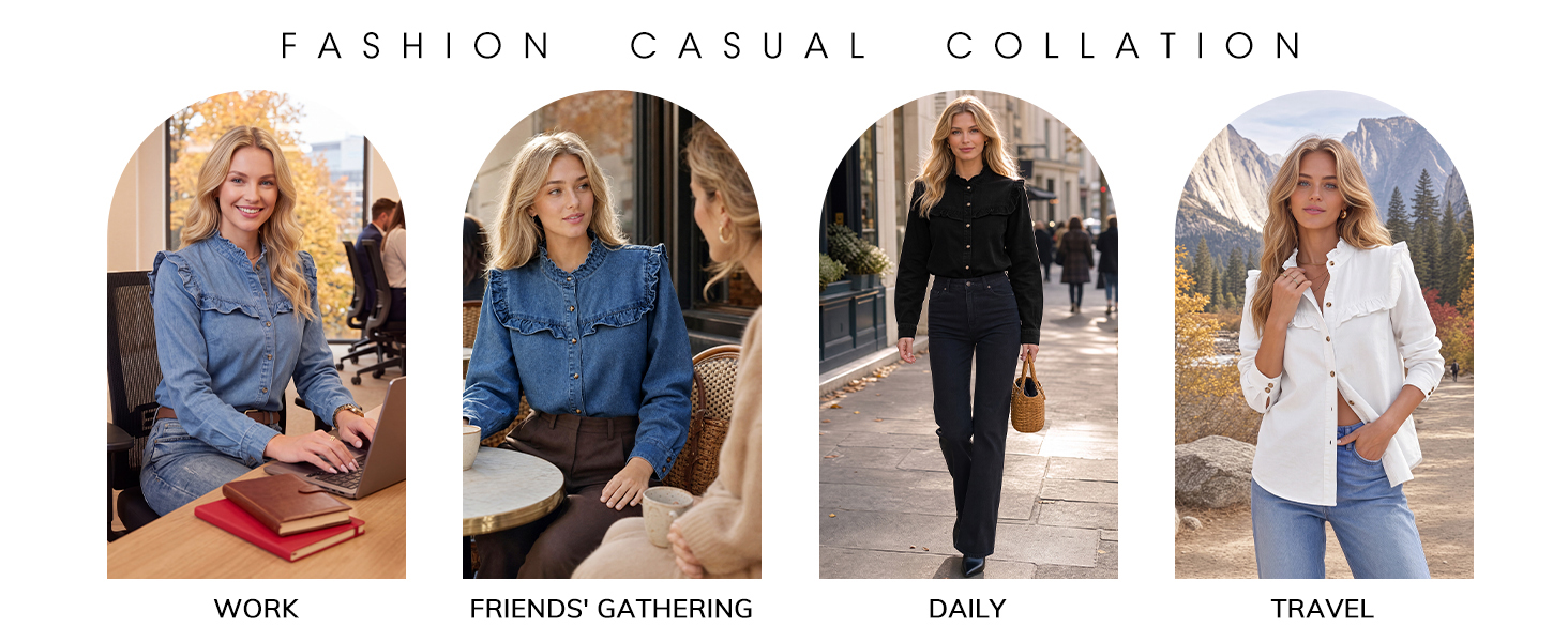 collared denim shirts for women