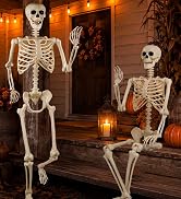36" Skeleton Halloween Decorations, 3ft Life Size Human Skeleton with Full Body Movable Posable J...