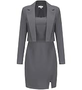 EXLURA Women's Professional Business Lightweight Blazer Dress Suit Sets 2 Piece Work Office Fashi...