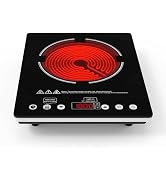 WABK Electric Cooktop 2 Burners, 12'' Electric Stove Top with Plug in, Sensor Control Countertop ...