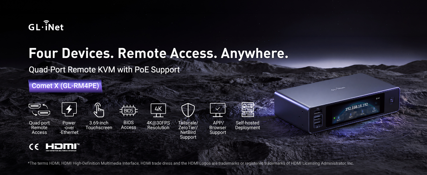 Quad-Port Remote KVM with PoE Support