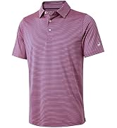 Mens Golf Shirt Moisture Wicking Dry Fit Performance Sport Short Sleeve Striped Golf Polo Shirts ...