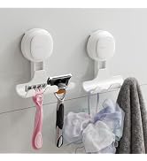 TAILI Corner Shower Caddy Suction Cup, 2 Pack Shower Shelf With Hook, White | Lock-Tight Red Indi...
