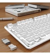 Wireless Keyboard with White Backlit, Quiet, Rechargeable, 2.4GHz, Purple | Light Up Letters, 200...