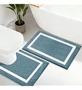 Bathroom Rugs Set 2 Piece, Non-Slip Absorbent Microfiber Bath Mat, Black | Ultra Soft Thick Plush...