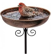 OUISJYER Stainless Steel Bird Bath for Outside, 12" Dia Birdbath Bowl | Food-Grade Adjustable Hei...